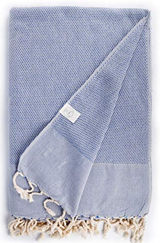 Bersuse Toalla turca Ventura XXL - Manta 100% algodón, Color Azul