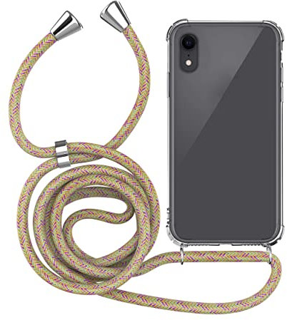 MyGadget Strap Case for Apple iPhone XR - Crossbody Phone Cover - TPU Silicone Case with Neck Holder - Cord Lanyard Carrier with Rope in Multicolor
