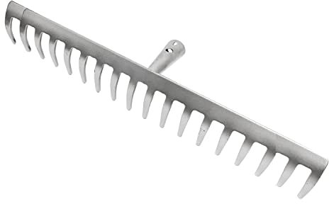 Land-Haus-Shop Garten Gerät Harke Rasen Boden Erde Rechen 18 Zinken Stahl Silber Gartenrechen 45,5 cm