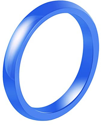 PAURO Damen Ring Keramik 3Mm Comfort Fit Hochzeitsband Einfachen Poliert Dunkelblau Größe 50