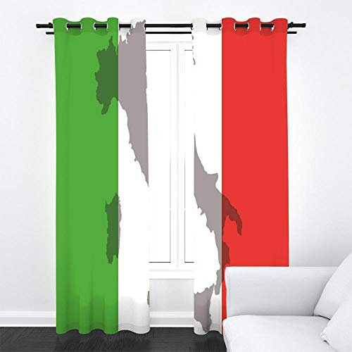 ZLQBed Gardinen Vorhang Blickdicht mit Ösen Italien Karte Blickdichte Gardinen Verdunkelungsvorhang Thermo Vorhänge für Wohnzimmer Schlafzimmer Kinderzimmer, 2 Stücke, 140x160cm
