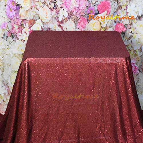 72x72in/90x132in Glitter Sequin Rectangular Tablecloth -Iridescent White Sequin Table Cloth for Wedding Party Christmas Decor,Matte Burgundy,72in-180cm Round