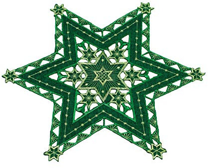 Haus und Deko Tischdecke 40 cm grün mit Gold Sterne Weihnachten Deckchen Advent Bestickt Untersetzer Mitteldecke