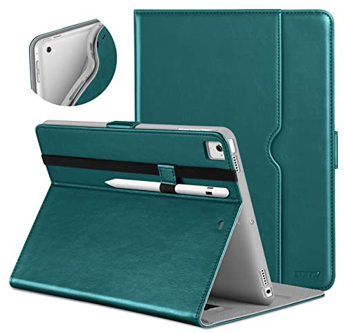 DTTO Hülle für iPad 9,7 Zoll 6./5. Generation 2018/2017 mit Apple Pencil Halter, Premium Leder Folio Ständer Cover Hülle für Apple iPad 9,7 Zoll, passt auch für iPad Pro 9.7/Air 2/Air - Grün
