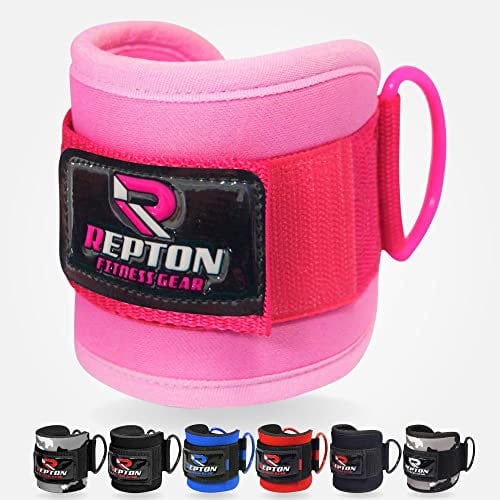 Ankle Straps for Cable Machines Attachments Ankle Cuffs for Glutes Kickback Leg Extensions & Hip Abductors for Men and Women Stain less Steel Double D Ring Adjustable Hook & Loop Neoprene Support Pink