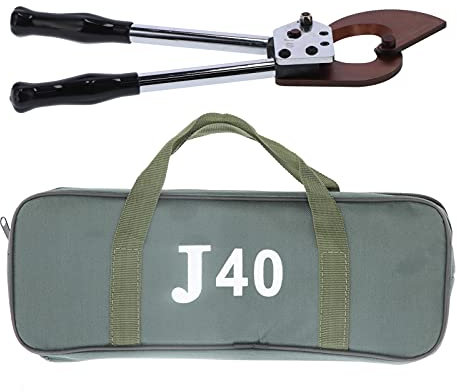 Kabelschneider, JA40 Einstellbare manuelle Hardware Praktisches 35x10 cm Ratschen-Schneidwerkzeug mit Aufbewahrungstasche für Kommunikationskabel