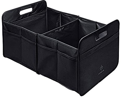 Living Air Faltbarer Auto Organizer für Auto & Wohnmobil - Großer Kofferraum Organizer in Schwarz, Aufbewahrungsbox für PKW, SUV, Wohnmobile, Camper & LKW