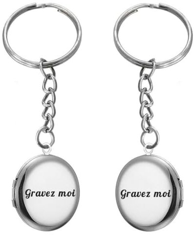 Porte-clés Médaillon Photo Acier Gravure Personnalisée Recto Verso