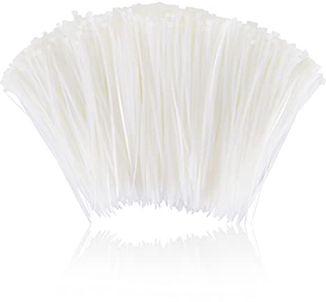 12 Inch Zip Cable Ties (1000 Pack), Self-Locking Premium Nylon Cable Wire Ties,Heavy Duty White, for Indoor and Outdoor by Boacua