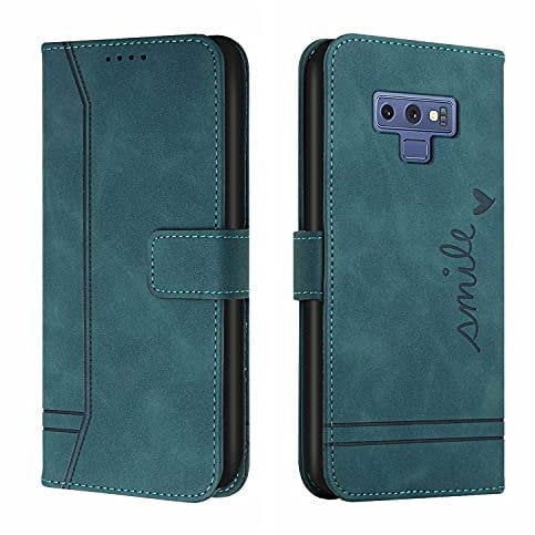 IWEIQING Compatible with Samsung Galaxy Note 9 Case, Samsung Galaxy Note 9 Flip Wallet Leather Case with Card Slot Kickstand Phone Cases Cover for Samsung Galaxy Note 9.Green HX