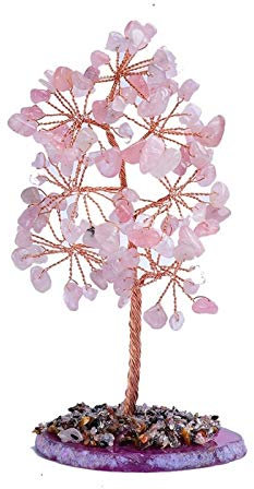 KIZQYN Money Tree Natürlicher Rosenquarz-Kristall-Kristallbaum Bonsai-Geldbaum for Reichtum und glücklicher Edelstein-Baumheilung Weihnachts-Dekoratoren Feng Shui Decor Tree (Color : Rose Quartz)