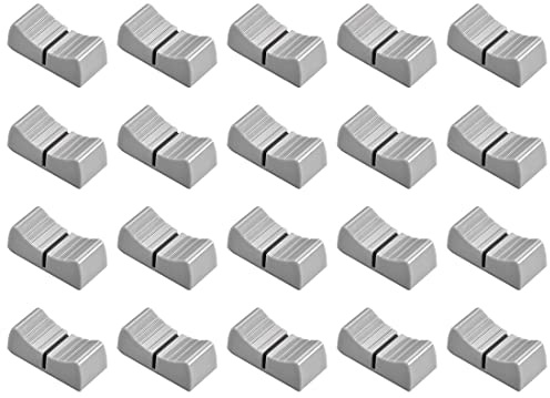PATIKIL 24 mm x 11 mm x 10 mm Schiebereglerknöpfe für Mischpult, Ersatz für Potentiometer, grauer Knopf, schwarze Markierung, 20 Stück