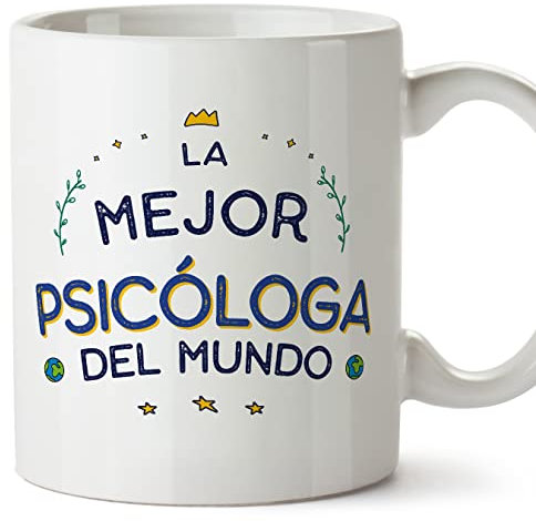 MUGFFINS Tazas para PSICÓLOGA mujer - En Español - Mejor del Mundo - 11 oz / 330 ml - Regalo original y divertido