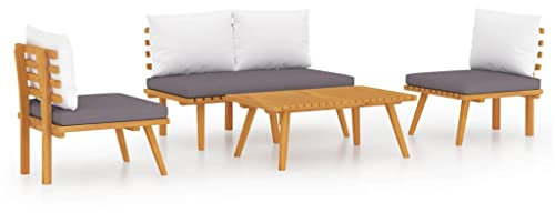 vidaXL 4-tlg. Garten-Lounge-Set mit Auflagen Massivholz Akazie
