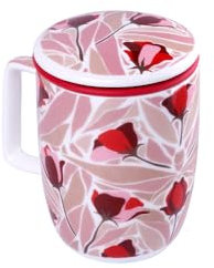 TEA SHOP - Taza de Té o Infusiones con filtro, infusor y tapa - Mug Harmony Poppy - Fabricada en Porcelana con diseño exclusivo y original