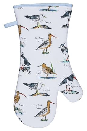 Ulster Weavers - Coastal Birds Gauntlet Oven Glove (37 x 20cm) - 100% Cotton - 1 Piece - Nautical Themed Oven Glove Heat Resistant - Washable - Seashore Bird Oven Glove in Blue - Kitchen Accessories