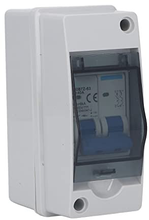 DC-Leitungsschutzschalter mit Box, IP65 wasserdichter 2-poliger 1000V 40 Ampere Isolator für PV-Solaranlagen, DC-Trennschalter mit transparenter Abdeckung für Haus und Wohnmobil