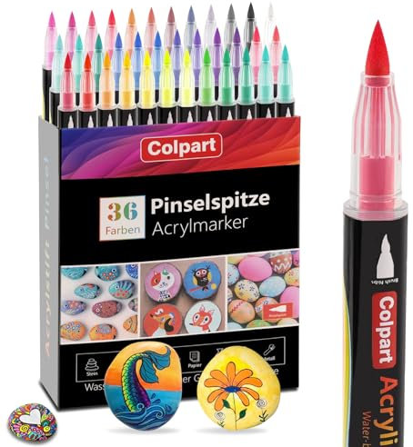 Acrylfarbe Stifte-Acrylstifte für Steine Wasserfest 36Farben Acrylic Marker Set für Holz Rock,Keramik, Glas, Leinwand, Metall, DIY Kunsthandwerk