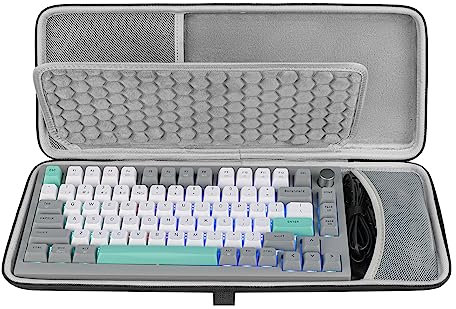 GEEKRIA Custodia per tastiera 75%, custodia rigida da viaggio per tastiera portatile a 84 tasti, compatibile con Keychron K2 versione 2/K2/Q1/V1, ASUS ROG Azoth 75%, tastiera EPOMAKER TH80 Pro 75%,