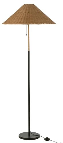 J-Line STEHLAMPE METALL/RATTAN SCHWARZ/NATURELL