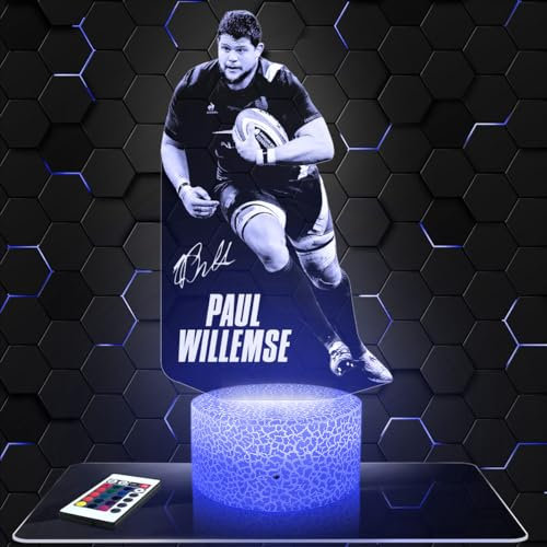 Lampephoto.fr - Lampada 3D P. Willemse Rugby, Decorazione Francia Rugbyman Sportivo, Idea Regalo Uomo oggetto P. Willemse Rugby Luce Notturna Adulto Decorazione Camera, Idea Regalo Natale Originale