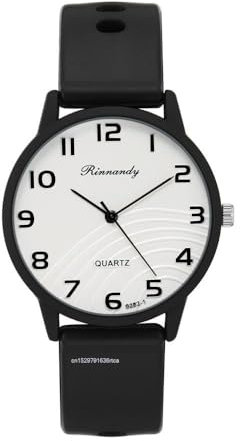 ALCENTIS Montre Femme Bracelet Silicone - Look très Tendance - Grand Cadran (Bracelet Noir - Cadran décor)