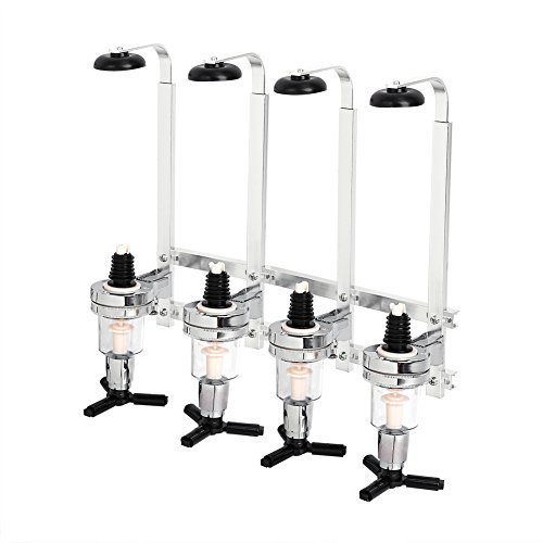 Ejoyous 4 Flaschen Flaschenhalter, Wandmontage Flaschendosierer Wandspender Bar Dispenser Getränkespender Getränkeportionierer Wandflaschenständer Spender Spirituosen
