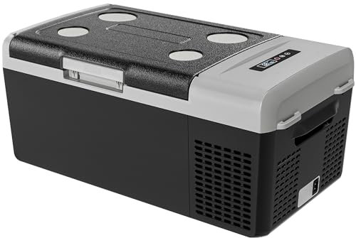 EKOJUCE Réfrigérateur portable 12 V, réfrigérateur électrique 19 litres (18 l), réfrigérateur électrique 15 °F, 12/24 V CC et 110-240 V AC pour camping, camping-car, accident, voyage, maison