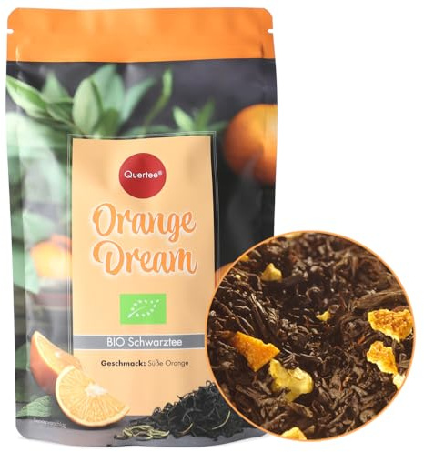 Quertee BIO Schwarztee „Orange Dream“ Geschmack nach süßer Orange für pure Genussmomente und für die Sinne - Schwarzer Biotee lose (200 g)