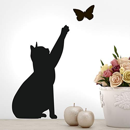 Adesivi murali in vinile adesivo da parete gatto farfalla decorazione cucina camera da letto casa gatto poster soggiorno decalcomania rimovibile 42x44 cm
