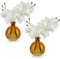 2 pcs Künstliche Orchideen Weiß mit Amber Glasvase, Kunstpflanze Decor Orchideen Kunstblumen im vase mit Real Touch Blüten, Gefälschte Orchideen künstliche Bonsai für Hotel Wohnzimmer Büro Küche