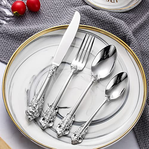 Set Posate, Servizio Posate per 18 Persone, 72 Pezzi. Set di posate di lusso, set di posate lucidate a specchio, posate da tavola eleganti per cene domestiche/importanti Q9