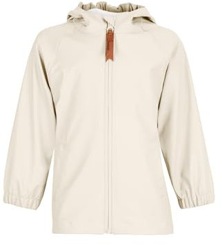 Sterntaler Regenjacke ungefüttert uni - Kinder Regenjacke wasserdicht -Unisex Jacke mit verschweißten Nähten, Kapuze und reflektierenden Details - robuste Regenbekleidung - beige, Größe 110