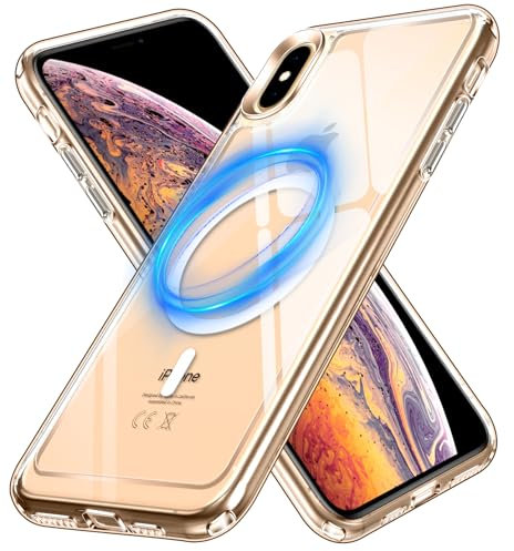 ivoler Klar Magnetisch Hülle für iPhone XS Max 6.5 Zoll, [Kompatibel mit MagSafe] [Nie Vergilbung] [Militärischer Schutz] Stoßfest Kratzfest Transparent Schutzhülle Durchsichtige Handyhülle Case