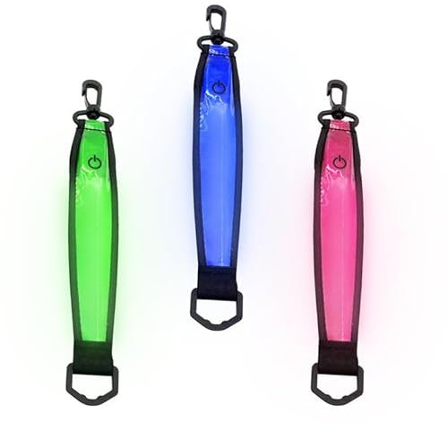 Tulov 3 Stück LED Blinklicht Schulranzen, USB Aufladbar Kinder Sicherheitslicht, 3 Modi LED Reflektierende Anhänger, LED Licht Blinklicht mit Schnalle für Kinder, Spaziergänger, Jogger, Radfahrer