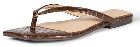 Amazon Essentials Thong Sandals Donna, Coccodrillo Marrone, 37.5 EU