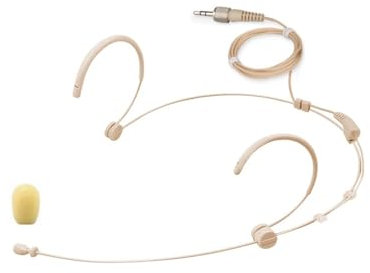 Genérico Micrófono de Diadema Omnidireccional para Transmisor de Cintura inalámbrico Sennheiser SK100, SK300, SK500, EW y G2 Series, con Conector 1/8 (3.5 mm) TRS de Bloqueo, Color Beige