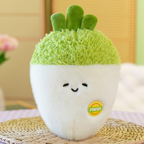 20 cm Kuscheltier Plüschtier Kissen Gemüse Obst-und Gemüsesorten aus Plüsch,Mini-Gemüse- und Obst-Plüschpuppen, weich und flauschig, Mehrfarbig Kaufladen und Kinderküche ür Mädchen (Weißer Rettich)