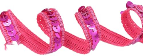 10m 12mm Glitzer Pailletten Spitzenband, Paillettenband Spitzenborte, Dekoband Zierband Borte zum Nähen, Pailletten Bänder Trim Bortenband für DIY Handwerk Kostüme Deko, Kleid Verschönern,Rosenrot