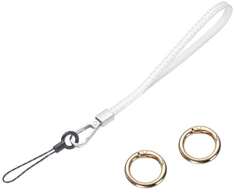 sourcing map Dragonne en cuir lisse pour empêcher les chutes - Dragonne pour embrayage, téléphone portable, porte-clés, portefeuille, sac à main (blanc)