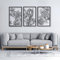 QUMENEY 3 Pcs Black Metal Flower Wall Decor Wall Ornaments Floral Art Line Hanging Iron Wall Sculpture for Home Bedroom Office Kitchen Living Room