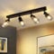 Kowanie Deckenstrahler 4 flammig Vintage: E14 Deckenleuchte Schwarz Spots Deckenlampe Wohnzimmer Industrial Küchenlampe Deckenspots aus Glas und Metall 350°Schwenkbar für Küche - Ohne Leuchtmittel
