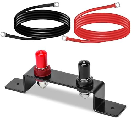 MACHSWON Battery Jump Post Kit,Waterproof Battery Charging Post,Remote Battery Jumper Terminals Relocation Kit with 49in Cable &Mounting Bracket,for UTV ATV Car Truck RV Boat Charging Post Cables 4AWG