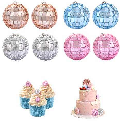 EUYKQNOI 8 Stück Discokugel Spiegelkugel, Disco Spiegel Ball, Silber Spiegelkugel zum Aufhängen, Discokugeln Deko für Weihnachtsbaum Dekoration, Party, Hochzeit, Home, Lichteffekt (3cm)