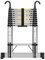 Telescopic Ladder 2.9m, Extendable Ladder Stainless Steel with Hooks, Height Adjustment, Convenient and Fast to Use