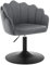 WOLTU Schminktisch Stuhl, Sitzhocker mit Lehne, Schminkstuhl Blumenform, Hocker höhenverstellbar drehbar, Drehhocker Samt, Metall, Dunkelgrau