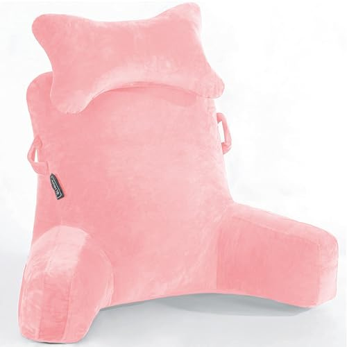 SLIGUY Lesekissen, extra groß, 78,7 cm, Bettauflagekissen mit abnehmbarer Nackenrolle und Armen, zum Sitzen im Bett oder auf der Couch, Rückenlehne, Lesekissen, Erwachsenen-Rückenkissen zum Fernsehen