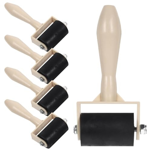 NIYANGLE 5 pcs Printmaking Roller Tool Set Plastic Brayer for Ink Spreading Glue Application and Stamping Roller for Crafting Easy-Clean Art Supplies for Kids