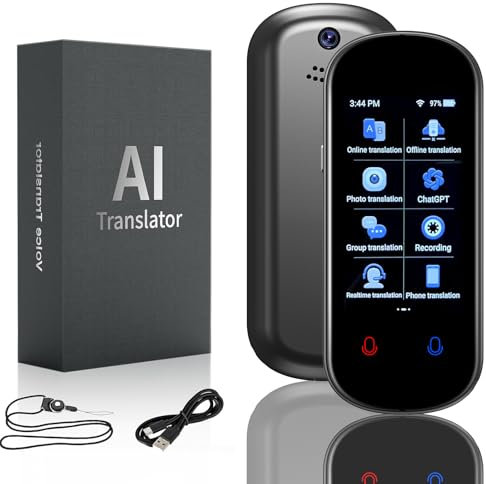 Übersetzer Sprachübersetzer Gerät Übersetzungsgerät mit Sprachausgabe, Fotoübersetzung/WIFI/Hotspot/Offline, Sofortübersetzer für Reisen, Business Sprachenlernen, Translator Sofortübersetzer (Z2)