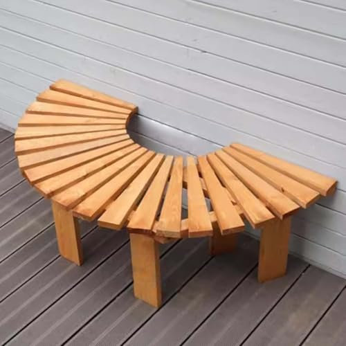 Yopappol Halbrunde runde Baumbank, hölzerne Park-Verandabänke für draußen, rückenfreie Holzbank, wetterfester, langlebiger Lattensitz für Garten, Rasen, Hinterhof(Half Round)